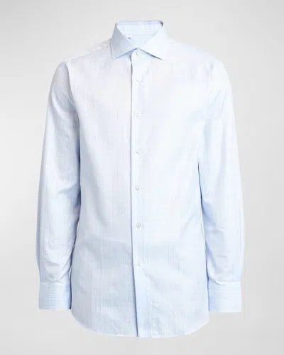 Brioni Men's Herringbone Check Sport Shirt In Navysky B