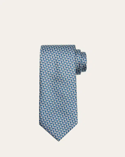 Brioni Men's Illusion Box Silk And Cotton Tie In Blue