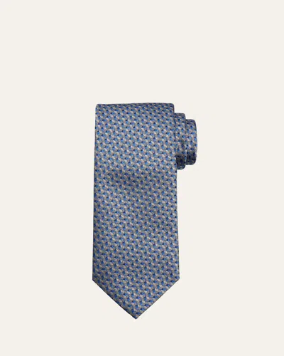 Brioni Men's Illusion Box Silk And Cotton Tie In Blue