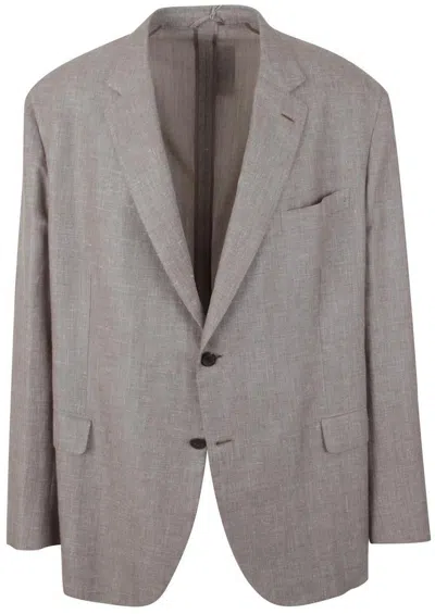 Pre-owned Brioni Men's Jacket Blazer Jackett Made Of Wool, Linen & Silk Size 4xl Us 50 In Beige