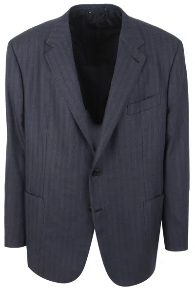 Pre-owned Brioni Men's Jacket Blazer Jackett Made Of Wool, Silk & Cashmere Size 4xl Us 50 In Blue