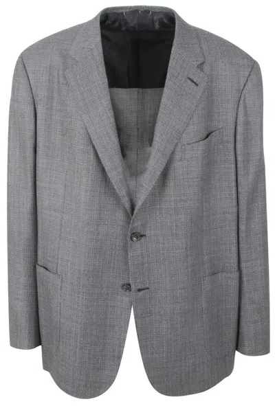 Pre-owned Brioni Men's Jacket Blazer Jackett Made Of Wool, Silk & Linen Size 4xl Us 50 In Gray