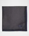 Brioni Men's Jacquard Chevron Silk Pocket Square In Gray