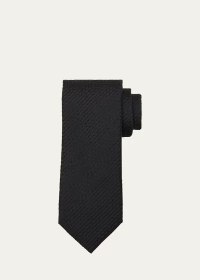 Brioni Men's Jacquard Silk Tie In Black