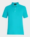 Brioni Men's Jersey Pique Polo Shirt In Greenblue