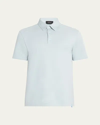 Brioni Men's Jersey Pique Polo Shirt In Greenwhite