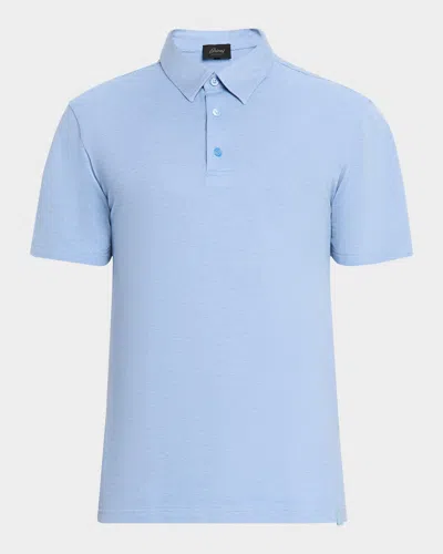 Brioni Men's Jersey Pique Polo Shirt In Sky Blue