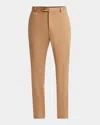 Brioni Men's Journey Flat-front Trousers In Kaki