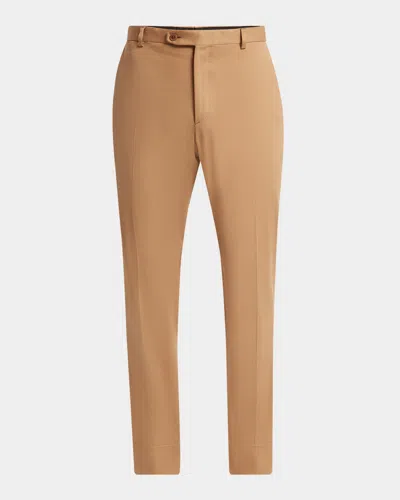Brioni Men's Journey Flat-front Trousers In Kaki