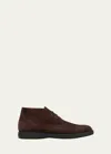 Brioni Suede Leather Desert Boots With Rubber Outsole In Brown