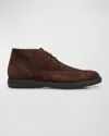 Brioni Suede Leather Desert Boots With Rubber Outsole In Brown