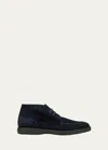 Brioni Men's Journey Suede Desert Boots In Midnight Blue