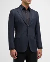 Brioni Men's Large Plaid Wool Sport Coat In Navy