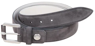 Pre-owned Brioni Men's Leather Belt Buckle Size 130 Cm 52" Gray Grey Handmade In Italy