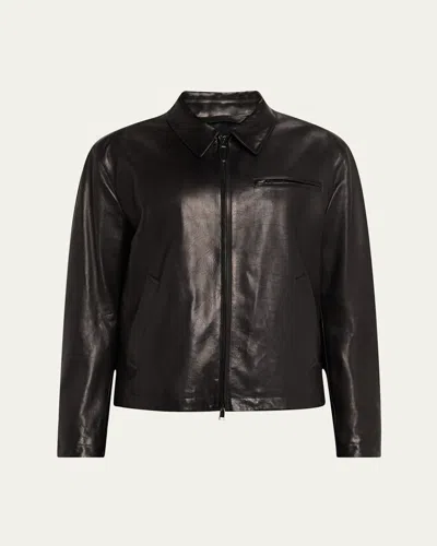 Brioni Men's Leather Moto Jacket In Black