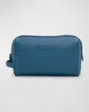 Brioni Men's Leather Toiletry Bag In Sapphire