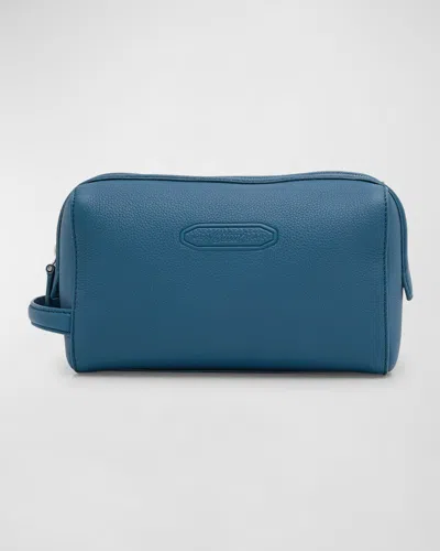 Brioni Men's Leather Toiletry Bag In Sapphire