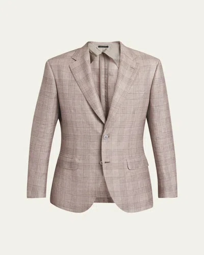 Brioni Men's Linen, Cashmere And Silk Plaid Sport Coat In Brown