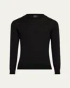 Brioni Men's Long-sleeve Crewneck T-shirt In Black