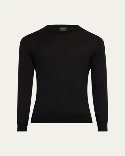 Brioni Men's Long-sleeve Crewneck T-shirt In Black