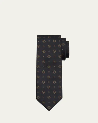 Brioni Men's Medallion Silk Tie In Blue