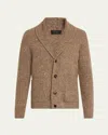 Brioni Shawl Collar Textured Knit Cardigan With Pockets In Beige