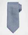 Brioni Men's Micro-box Jacquard Silk Tie In Blue