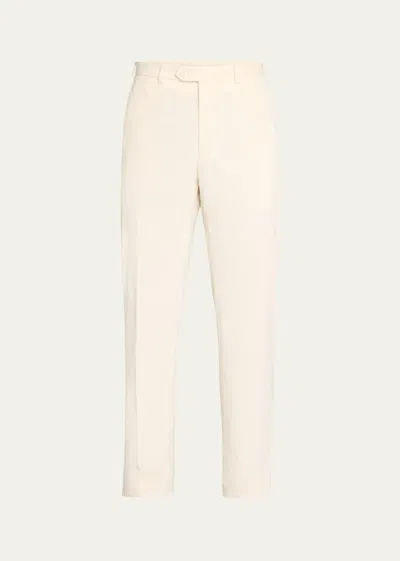 Brioni Men's Micro-corduroy Flat Front Pants In Ivory