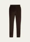 Brioni Men's Micro-corduroy Flat Front Pants In Taupe