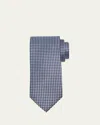 Brioni Men's Micro-geometric Silk Tie In Dk Blue Gr