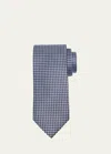 Brioni Men's Micro-geometric Silk Tie In Red/brown
