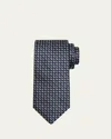 Brioni Men's Micro-herringbone Silk Tie In Blue