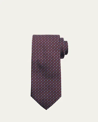 Brioni Men's Micro-jacquard Silk Tie In Redlt Blu