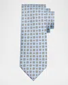 Brioni Men's Micro-medallion Silk Tie In Blue