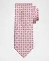 Brioni Men's Micro-medallion Silk Tie In Red Azure