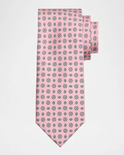 Brioni Men's Micro-medallion Silk Tie In Red Azure