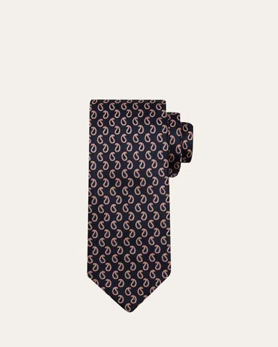 Brioni Men's Micro-paisley Jacquard Silk Tie In Blue
