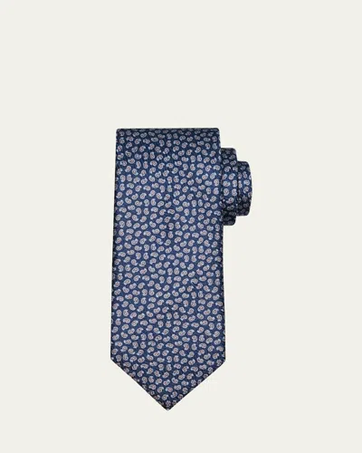 Brioni Men's Micro-paisley Silk Tie In Blue