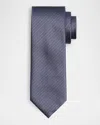 Brioni Men's Micro-textured Jacquard Silk Tie In Gray