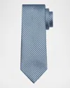 Brioni Geometric Silk Tie In Blue Grey