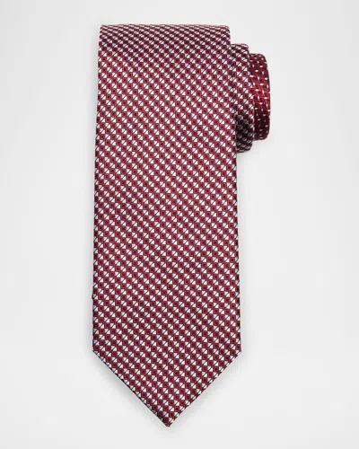 Brioni Men's Micro-triangle Silk Tie In Bordeaux