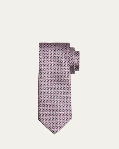 Brioni Men's Micro-woven Jacquard Silk Tie In Redblue