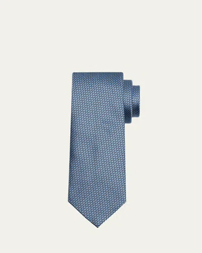 Brioni Men's Micro-woven Silk Tie In Bluette/navy