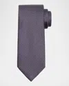 Brioni Men's Micro-woven Silk Tie In Yellow/navy