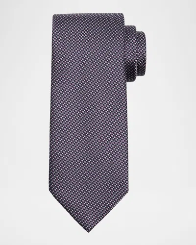 Brioni Men's Micro-woven Silk Tie In Yellow/navy