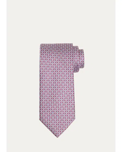 Brioni Men's Micro-geometric Silk Tie In Parma Vi