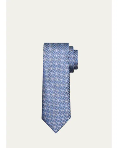 Brioni Men's Micro-jacquard Silk Tie In Multi