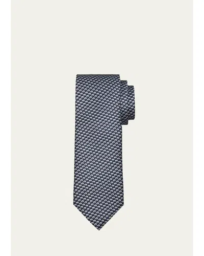 Brioni Men's Micro-motif Silk Tie In Transparent