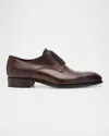 Brioni Men's Milano Leather Cap-toe Derby Shoes In Mustard