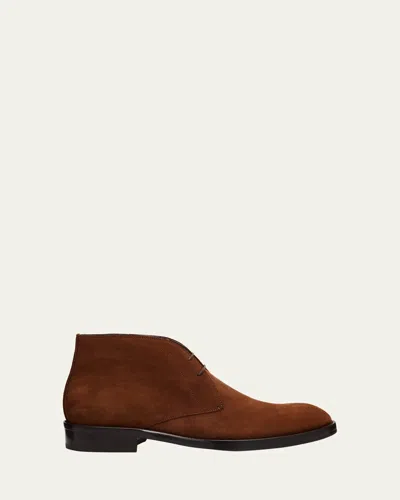Brioni Men's Milano Suede Rubber-sole Chukka Boots In Brown
